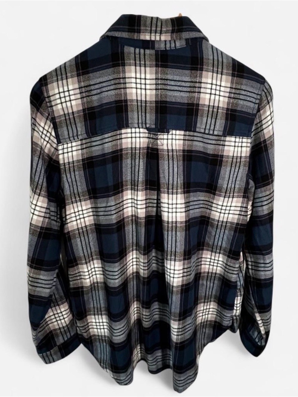 American Eagle Outfitters Navy and White Plaid Button-Down Shirt - Picture 3 of 3